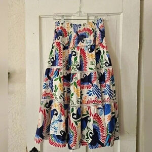 House Of Harlow 1960 Tropical Bird Linen Skirt Size Small